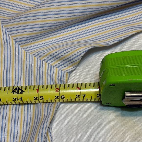 Brooks Brothers Regent Blue, Yellow and White Striped Dress Shirt - Picture 4 of 11